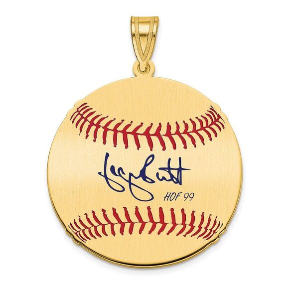 14K Gold Plated George Brett Signature MD Enamel Baseball Pendant